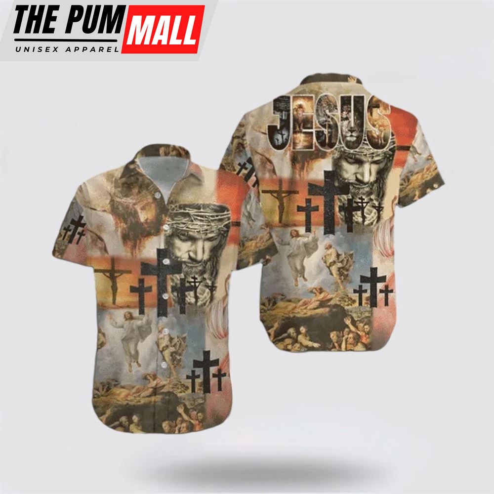 Jesus Hawaiian Shirt, Jesus Colorful Unisex Hawaiian Shirt, Religion Hawaiian Shirt