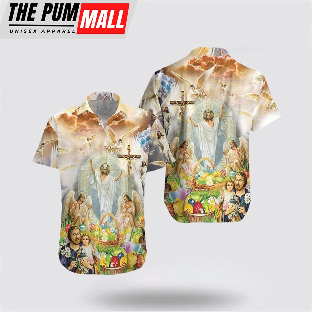 Jesus Hawaiian Shirt, Jesus Happy Easter Hawaiian Shirt, Religion Hawaiian Shirt
