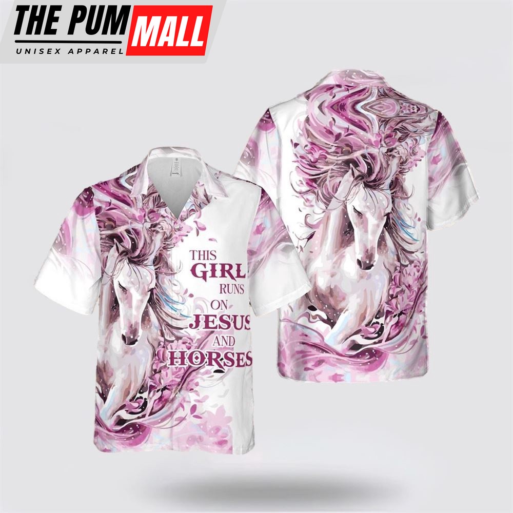 Jesus Hawaiian Shirt, Jesus Horse Girl Hawaiian Shirt, Religion Hawaiian Shirt