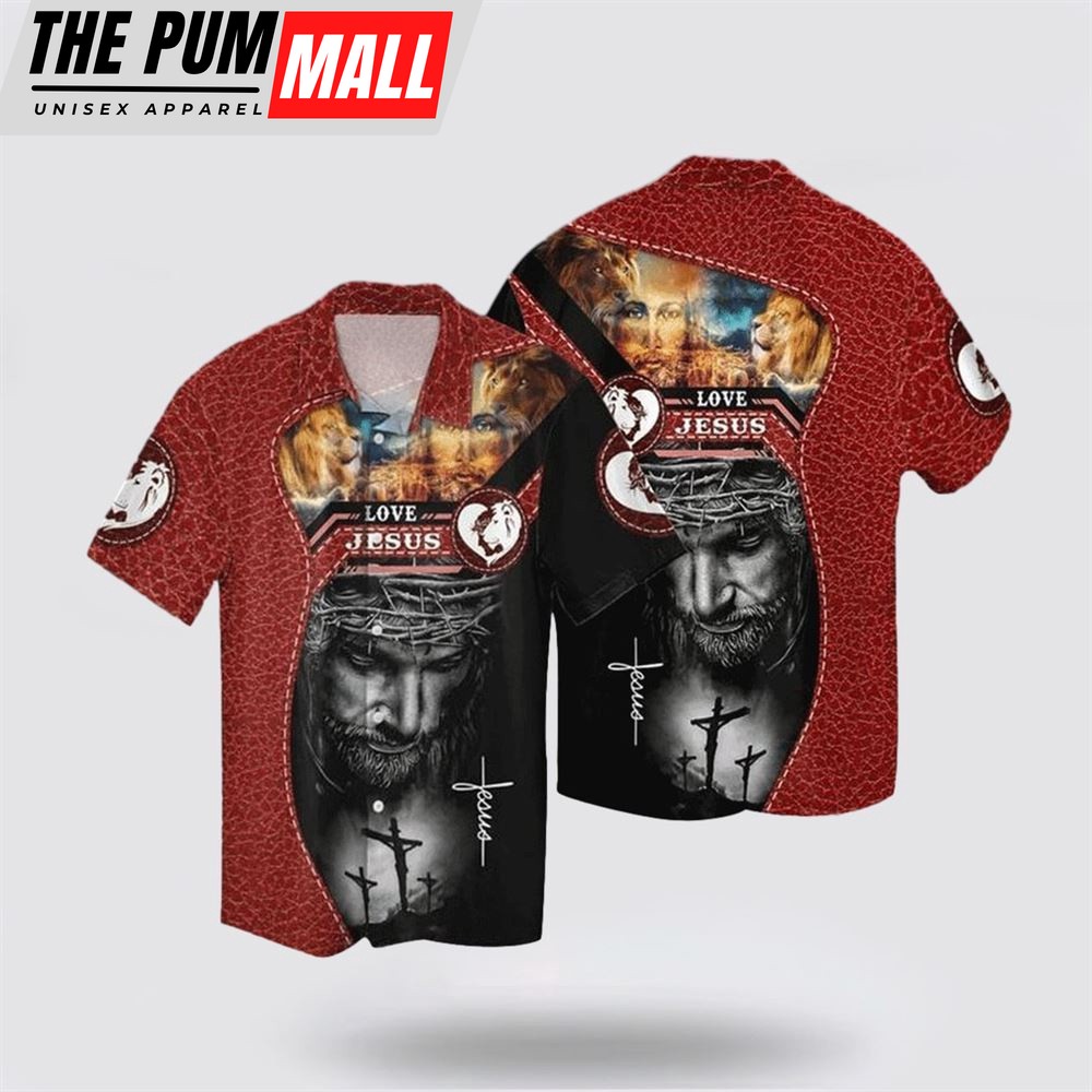 Jesus Hawaiian Shirt, Jesus In Heart Red Hawaiian Shirt, Religion Hawaiian Shirt
