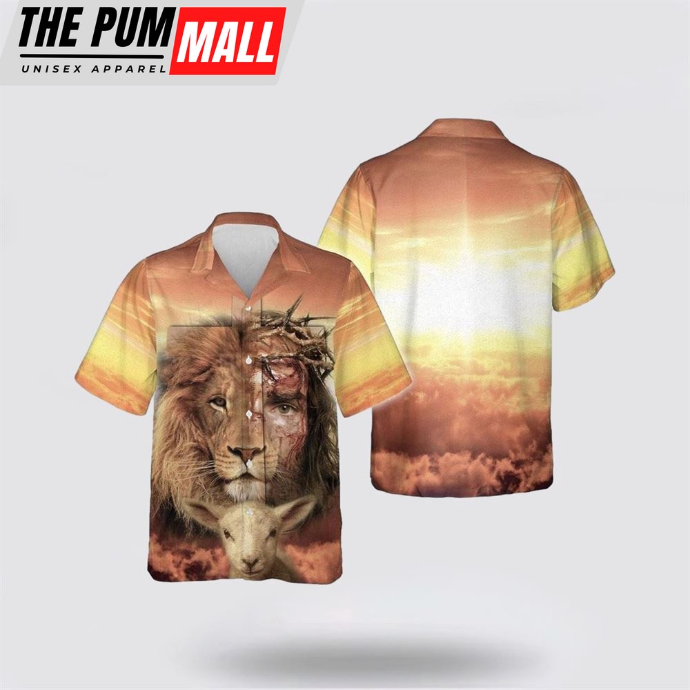 Jesus Hawaiian Shirt, Jesus Is Risen Lion God Hawaiian Shirt, Religion Hawaiian Shirt
