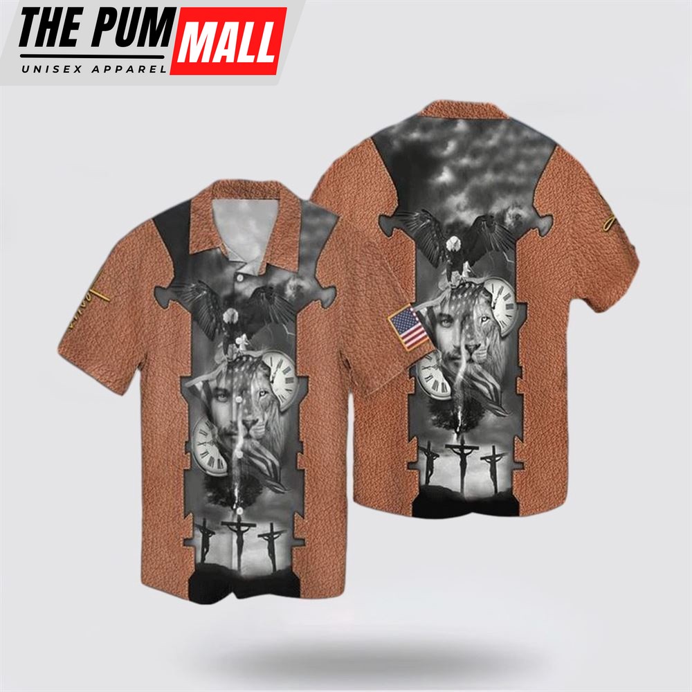 Jesus Hawaiian Shirt, Jesus Lion American God Hawaiian Shirt, Religion Hawaiian Shirt
