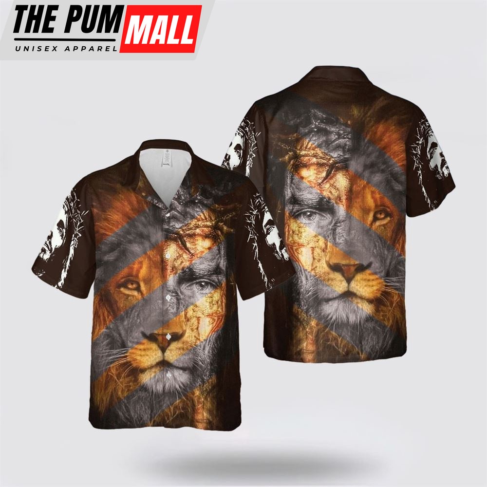 Jesus Hawaiian Shirt, Jesus Lion Hawaiian Shirt For Men, Religion Hawaiian Shirt