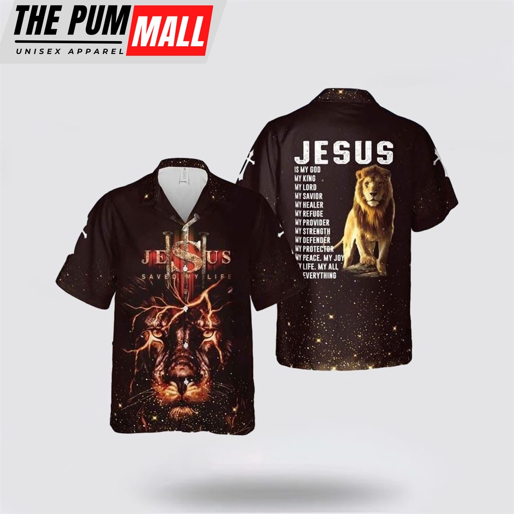 Jesus Hawaiian Shirt, Jesus Lion Jesus Is My God My Everything Religious Christian Hawaiian Shirt, Religion Hawaiian Shirt