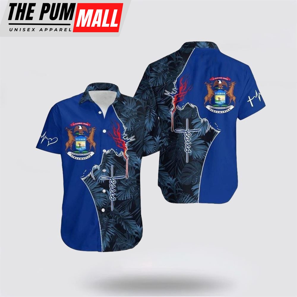 Jesus Hawaiian Shirt, Jesus Michigan Hawaiian Shirt, Religion Hawaiian Shirt