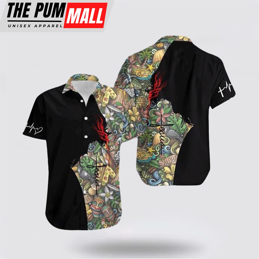 Jesus Hawaiian Shirt, Jesus Silhouette Hawaiian Shirt, Religion Hawaiian Shirt