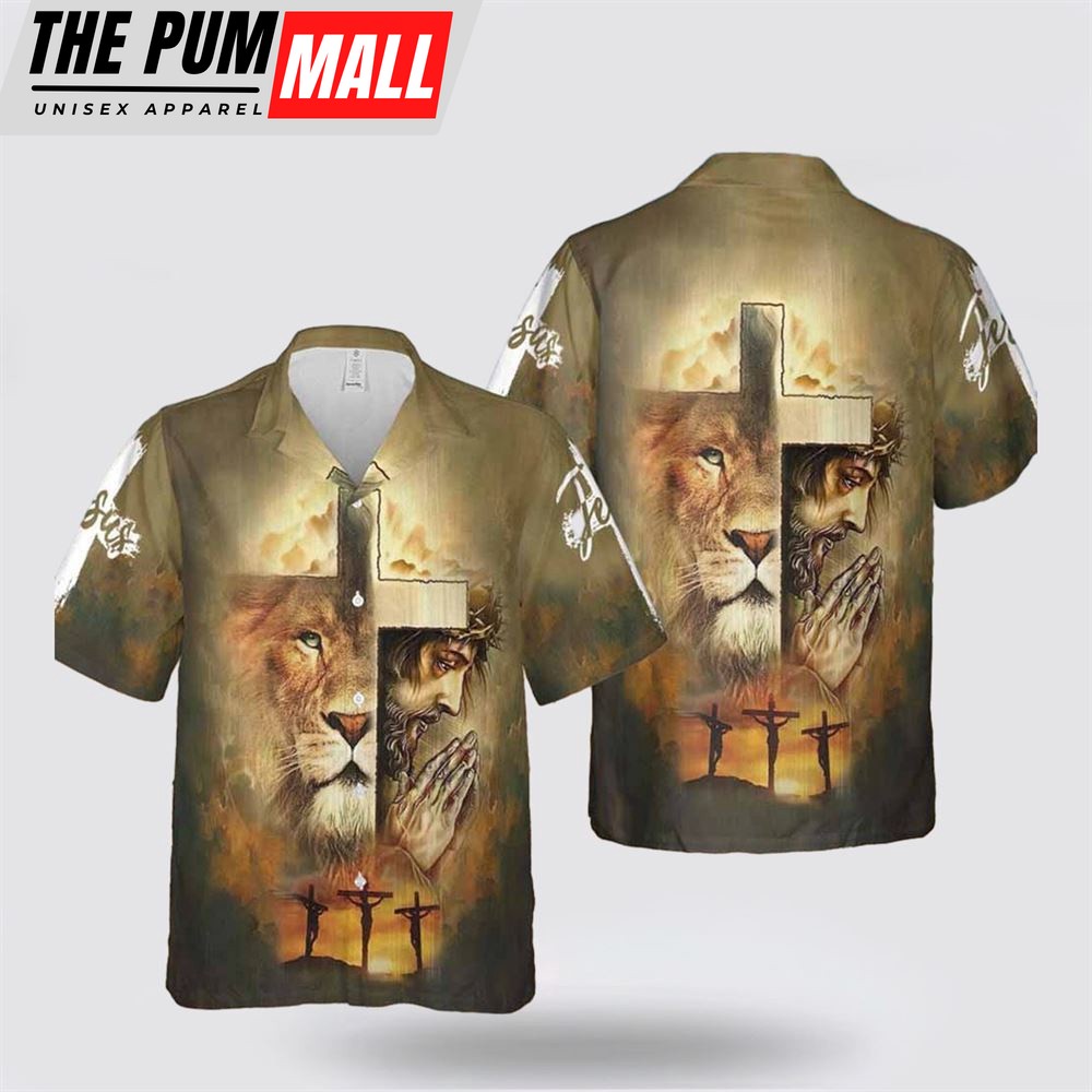 Jesus Hawaiian Shirt, Lion Jesus Faith Hawaiian Shirt, Religion Hawaiian Shirt