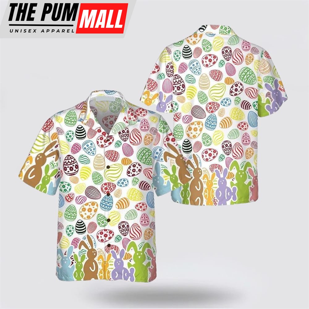Jesus Hawaiian Shirt, Rabbits And Easter Eggs Seamless Pattern Hawaiian Shirt, Easter Hawaiian Shirt, Religion Hawaiian Shirt