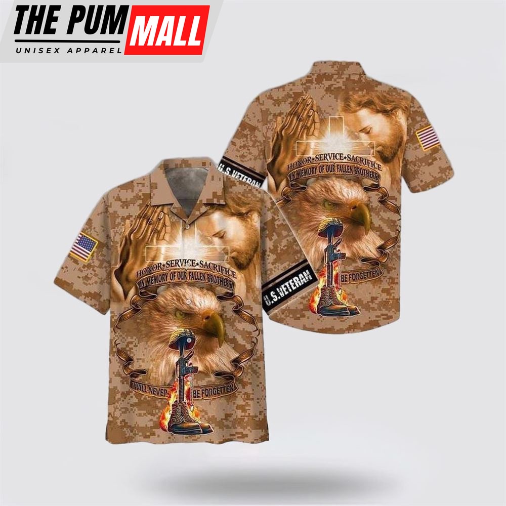Jesus Hawaiian Shirt, US Veteran and Jesus Hawaiian Shirt, Religion Hawaiian Shirt