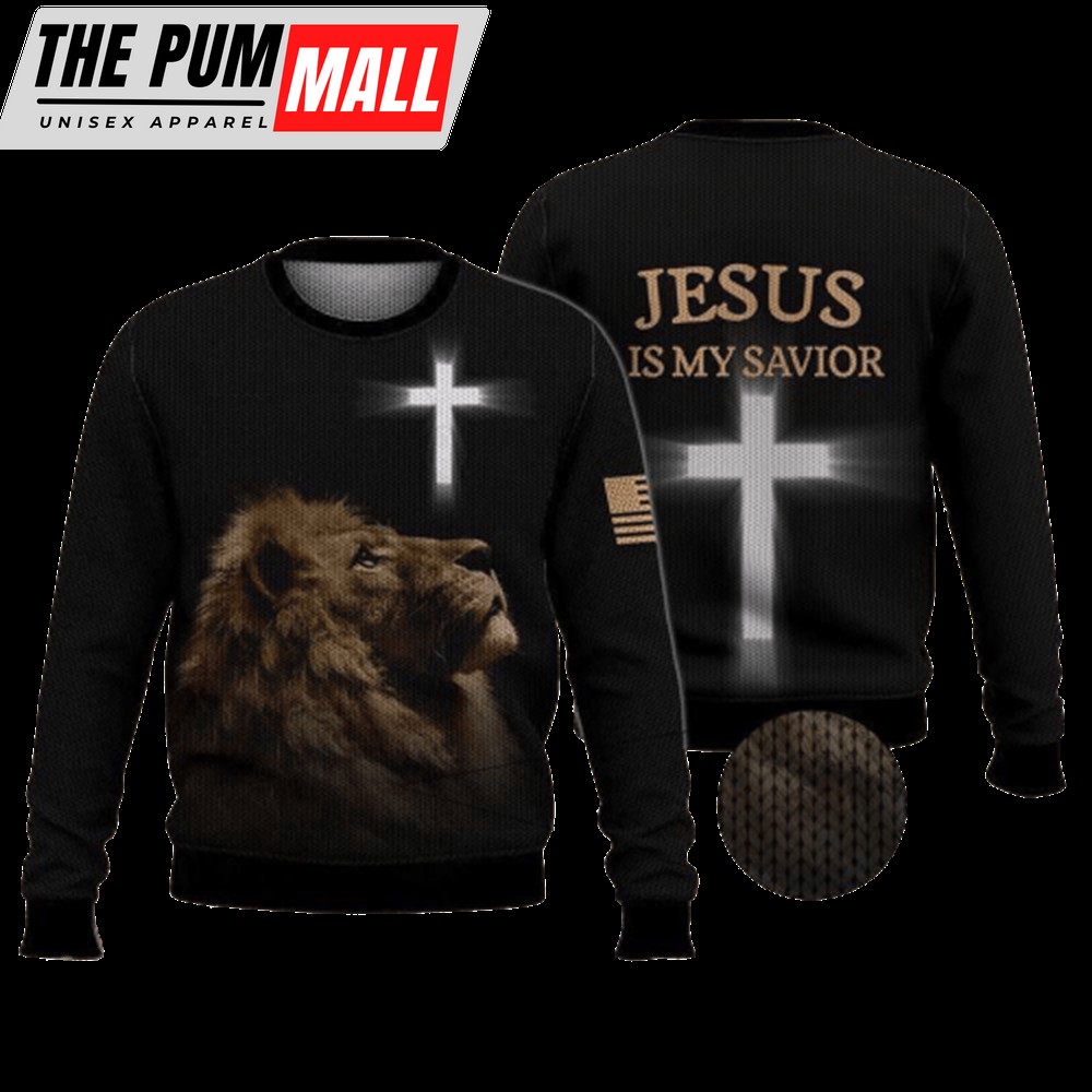 Jesus Is My Savior Ugly Christmas Sweater 3D Printed Best Gift For Xmas Adult