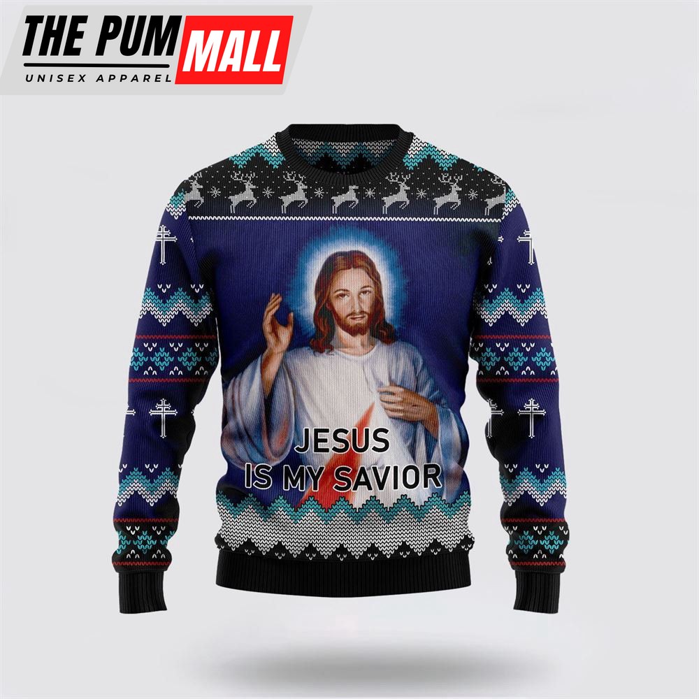 Jesus Is My Savior Ugly Christmas Sweater, Jumper – Gifts For People Who Love Jesus