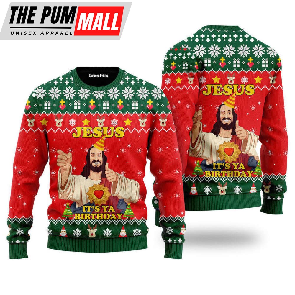 Jesus It’s Ya Birthday Ugly Christmas Sweater For Men & Women UH1707