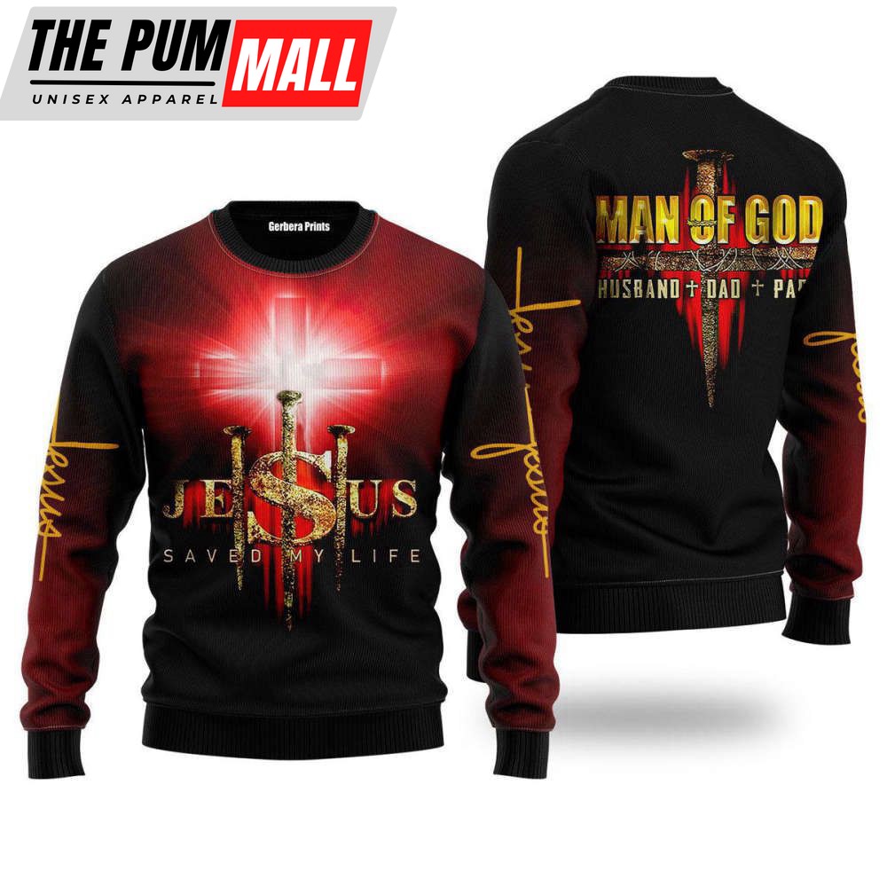 Jesus Man Of God Ugly Christmas Sweater, Jumper For Men & Women