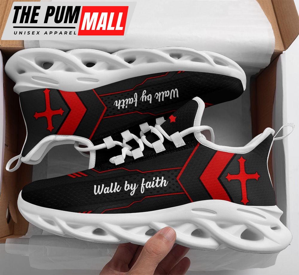Jesus Red Walk By Faith Running Sneakers 1 Max Soul Shoes For Men And Women