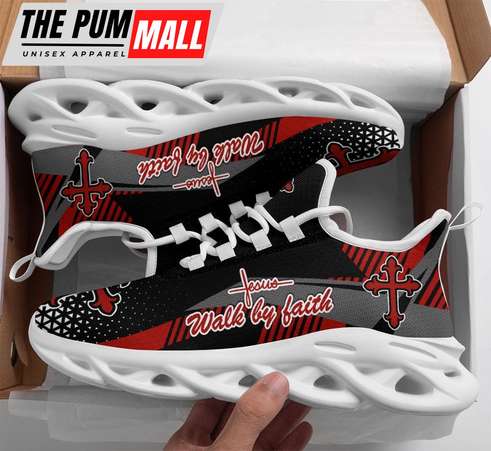 Jesus Red Walk By Faith Running Sneakers 2 Max Soul Shoes For Men And Women