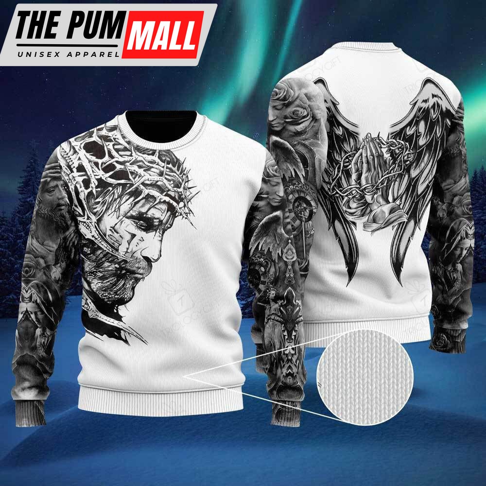 Jesus Tattoo Ugly Christmas Sweater 3D Printed Best Gift For Men And Women