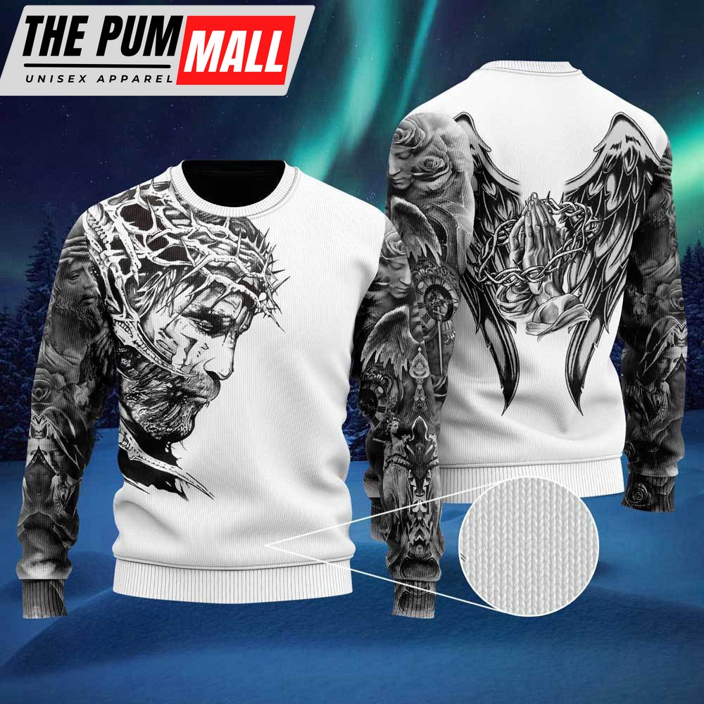 Jesus Tattoo Ugly Christmas Sweater For Men & Women UH1028