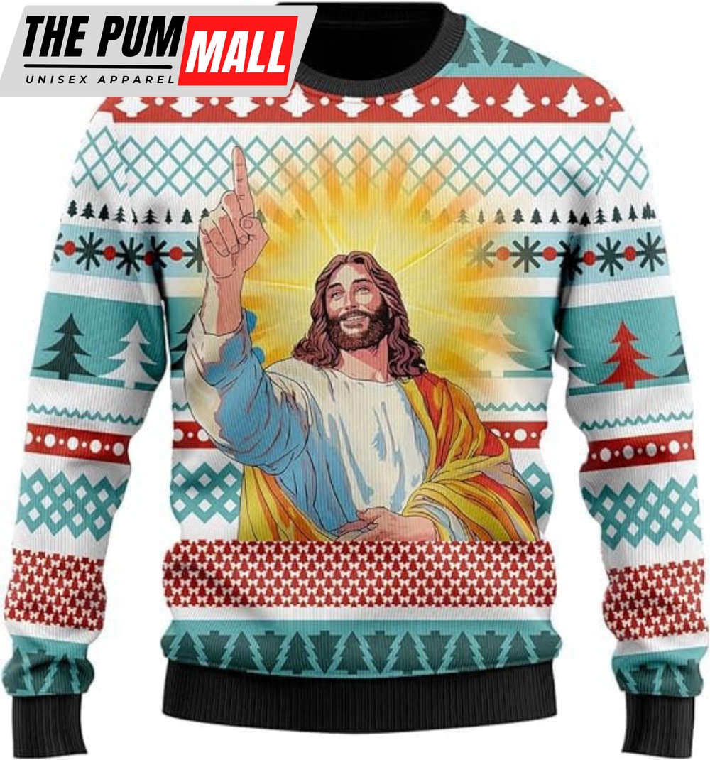 Jesus Ugly Christmas Sweater For Women, Christian Mens Funny Ugly Sweater Crew Neck Sweatshirt