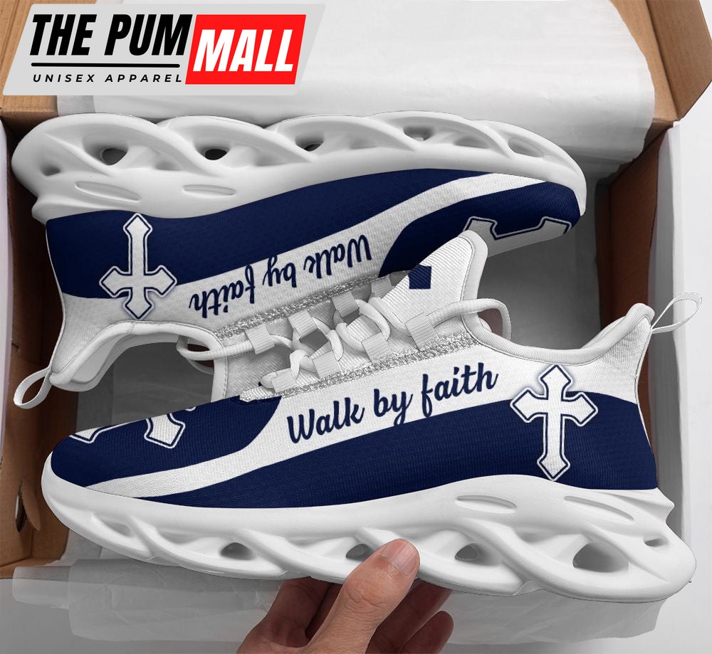 Jesus Walk By Faith Blue Running Sneakers 2 Max Soul Shoes For Men And Women