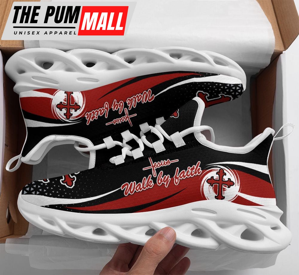 Jesus Walk By Faith Red Running Sneakers 2 Max Soul Shoes For Men And Women