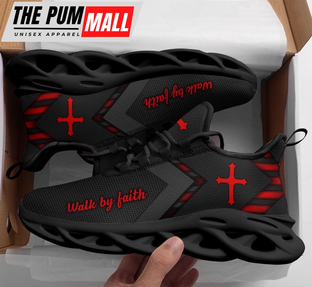 Jesus Walk By Faith Red Running Sneakers 2 Max Soul Shoes For Men And Women