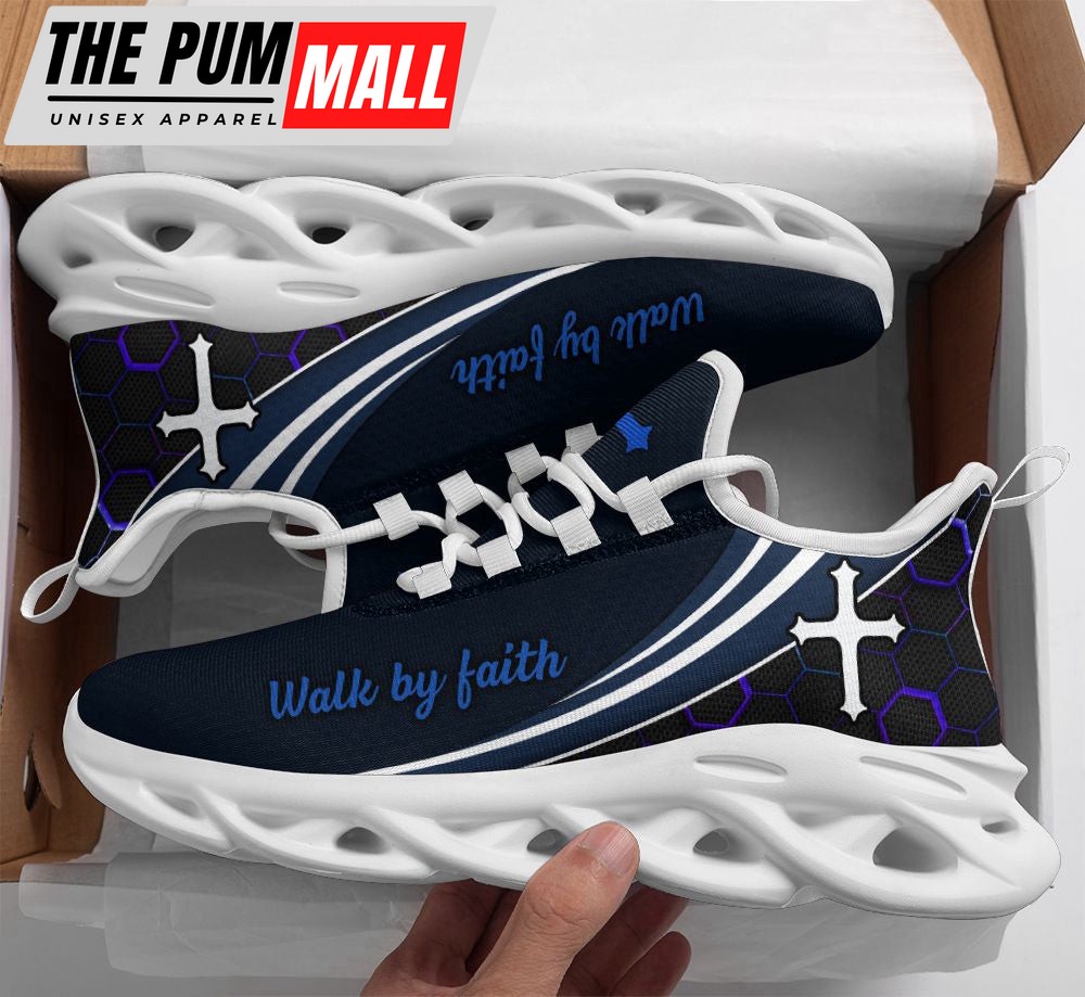 Jesus Walk By Faith Running Blue Sneakers 2 Max Soul Shoes For Men And Women