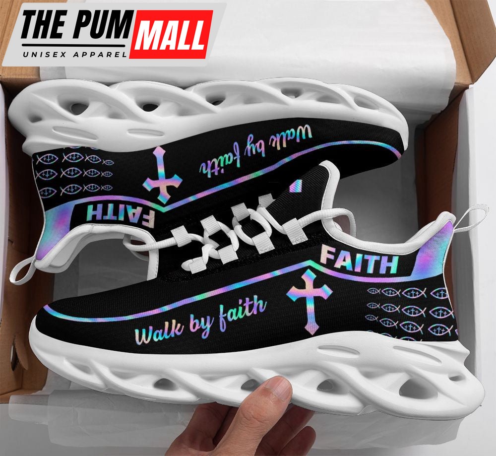 Jesus Walk By Faith Running Sneakers Black 1 Max Soul Shoes For Men And Women
