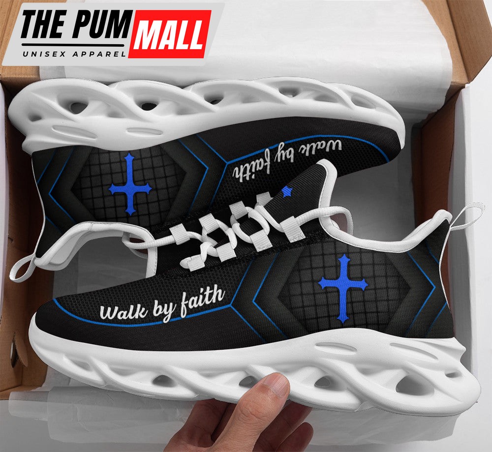 Jesus Walk By Faith Running Sneakers Black 2 Max Soul Shoes For Men And Women