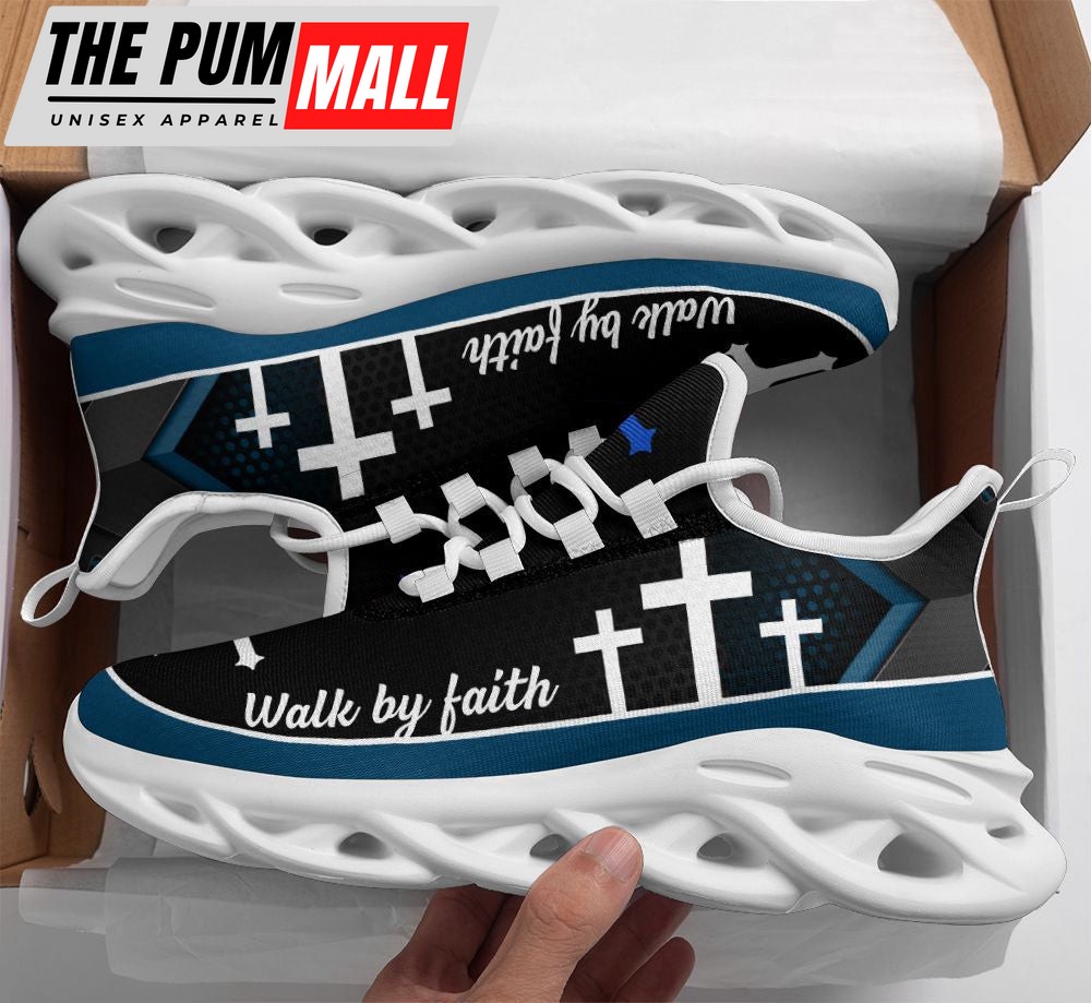 Jesus Walk By Faith Running Sneakers Blue 1 Max Soul Shoes For Men And Women