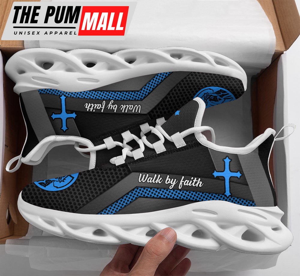 Jesus Walk By Faith Running Sneakers Blue Max Soul Shoes For Men And Women