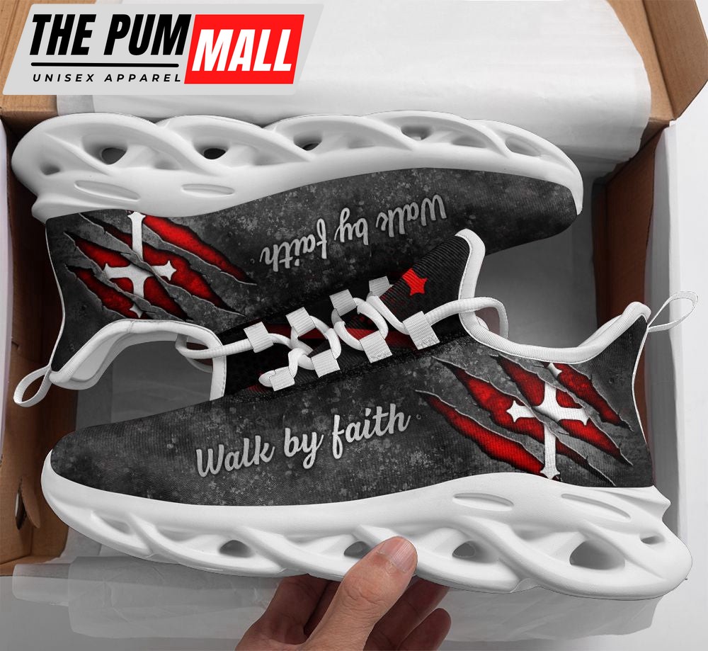 Jesus Walk By Faith Running Sneakers Grey Max Soul Shoes For Men And Women