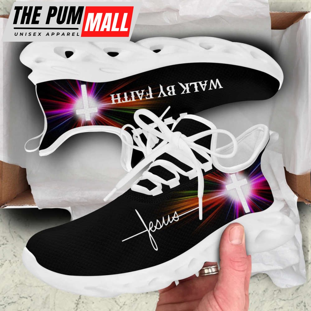 Jesus Walk By Faith Running Sneakers White Black 3 Max Soul Shoes For Men And Women