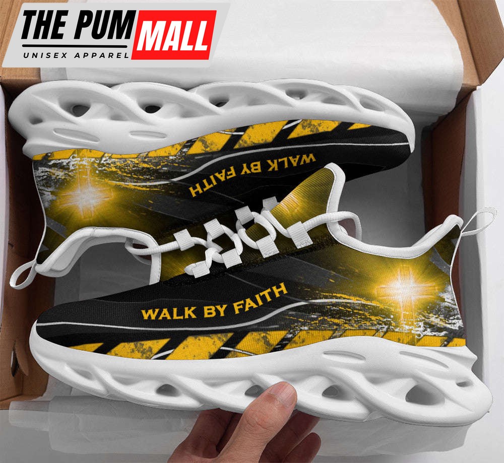 Jesus Walk By Faith Running Sneakers Yellow Max Soul Shoes For Men And Women