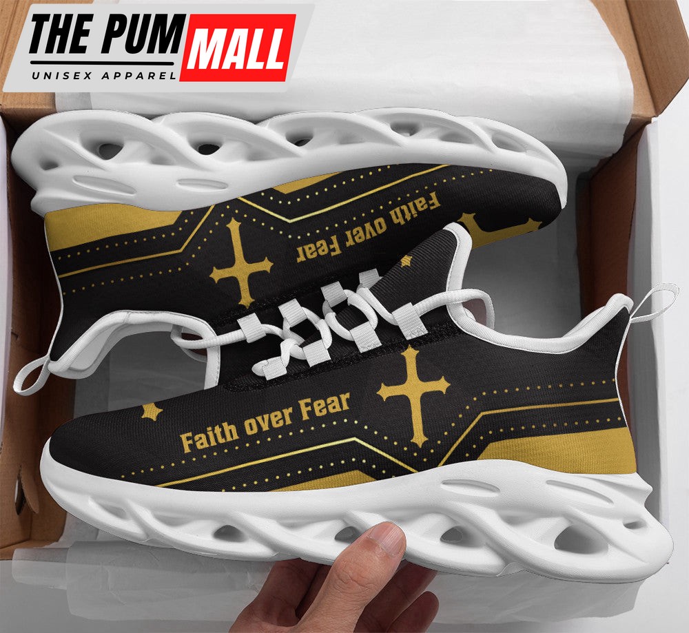 Jesus Yellow Faith Over Fear Running Sneakers Max Soul Shoes For Men And Women