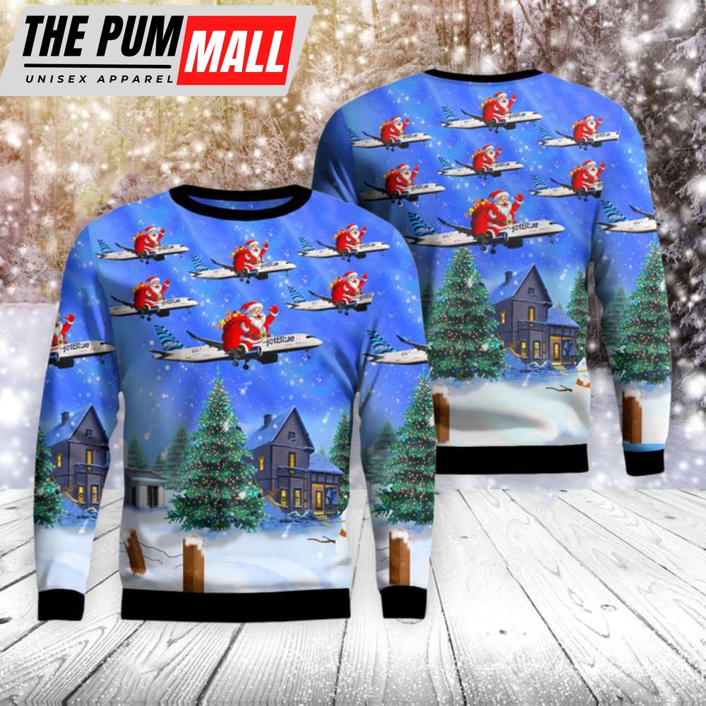 JetBlue A220-300 Christmas Sweater 3D – Perfect Gift for Christmas