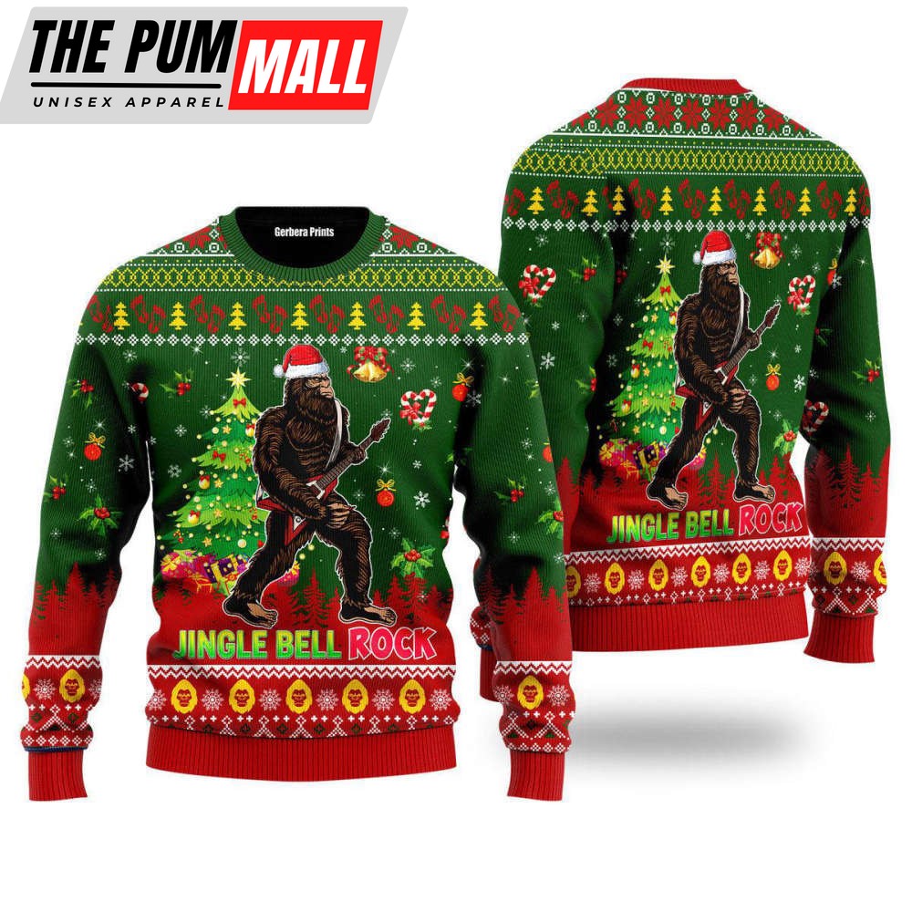 Jingle Bell Rock Bigfoot Guitar Ugly Christmas Sweater – Gift For Christmas UH1252