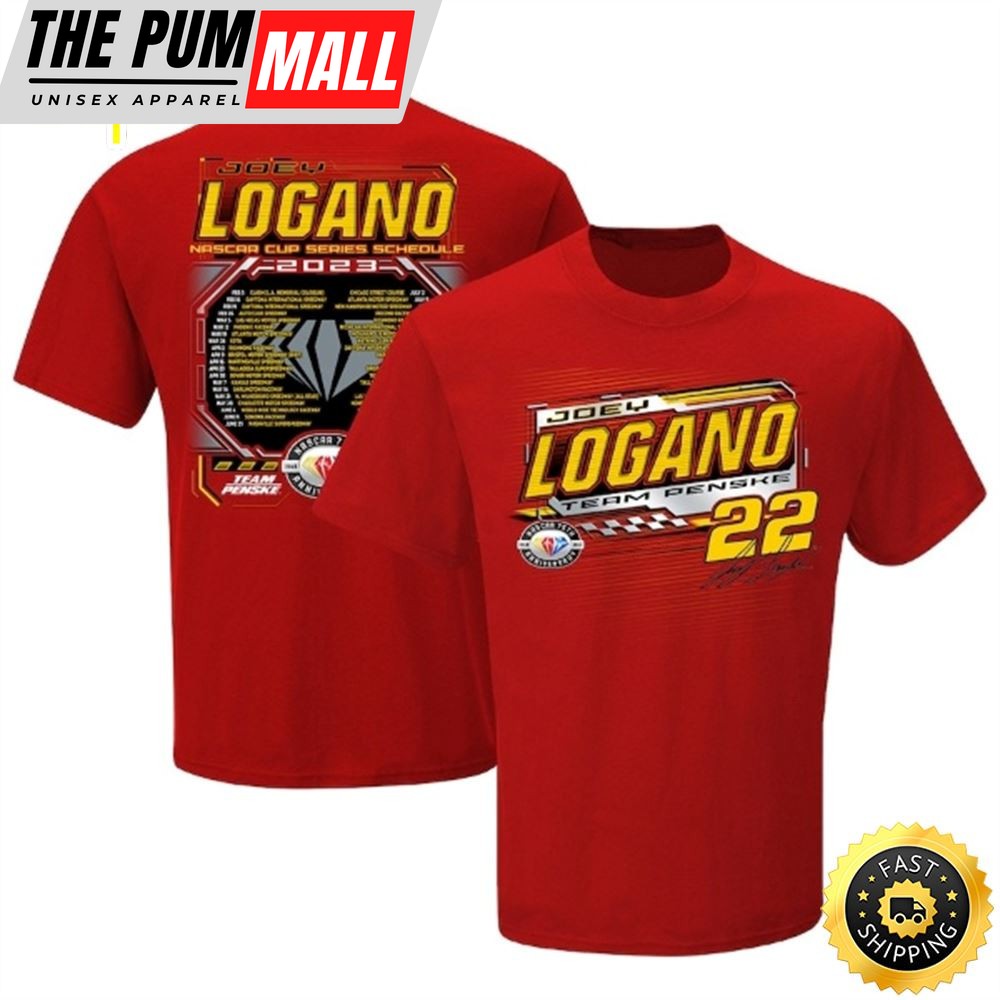 Joey Logano Team Penske 2023 NASCAR Cup Series Schedule Red T-shirt