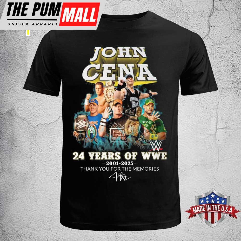 John Cena 24 Years Of WWE 2001-2025 Thank You For The Memories T-Shirt