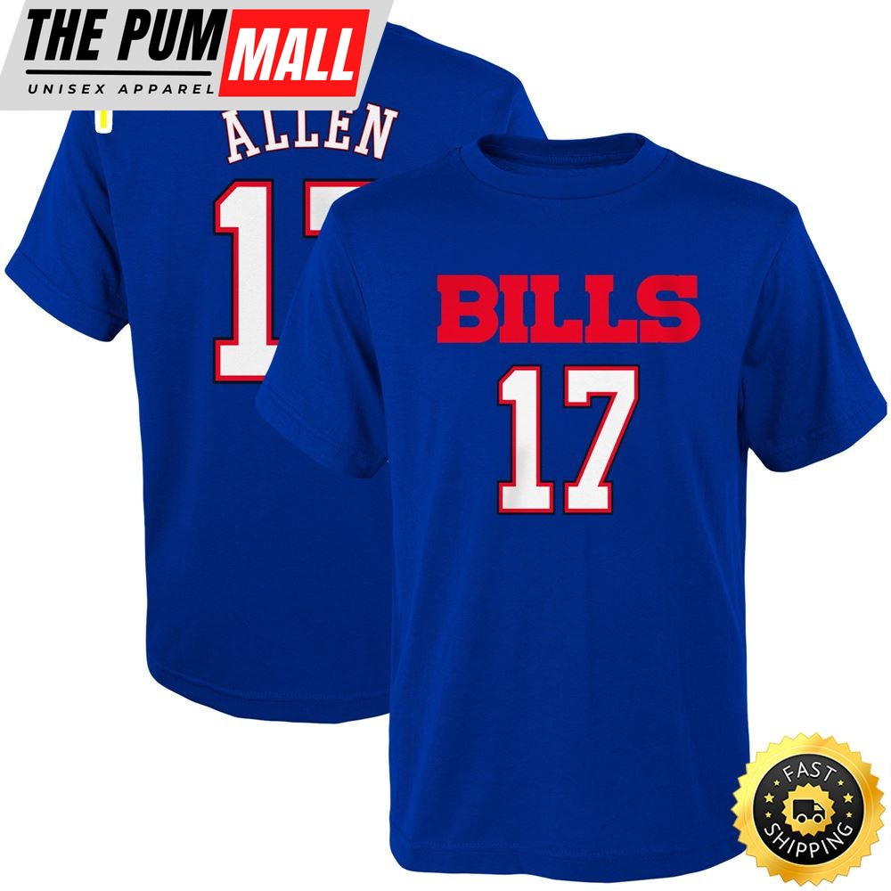 Josh Allen Buffalo Bills Youth Mainliner Player Name & Number Royal T-shirt