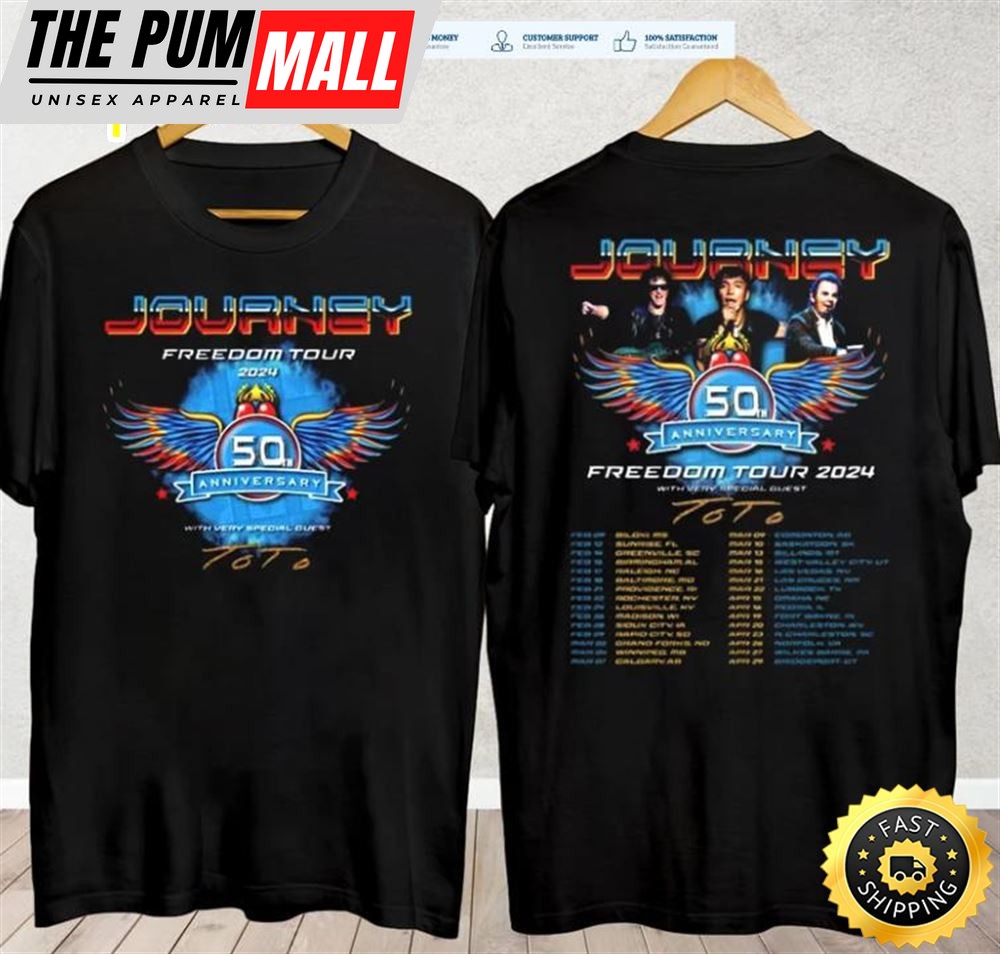 Journey 2024 Tour Freedom T-Shirt Toto Concert Gift Shirt Fans Music Band