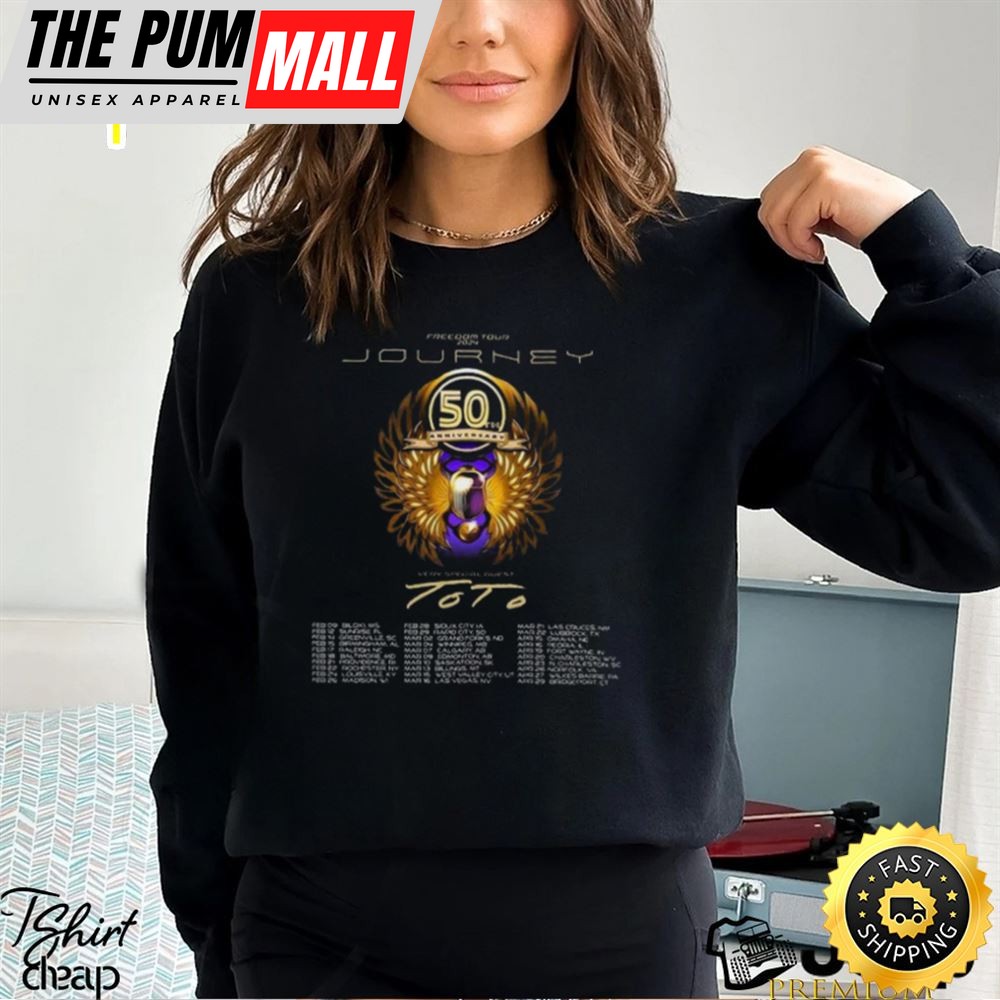 Journey Freedom Tour 2025 Shirt, Journey With Toto 2025 Shirt