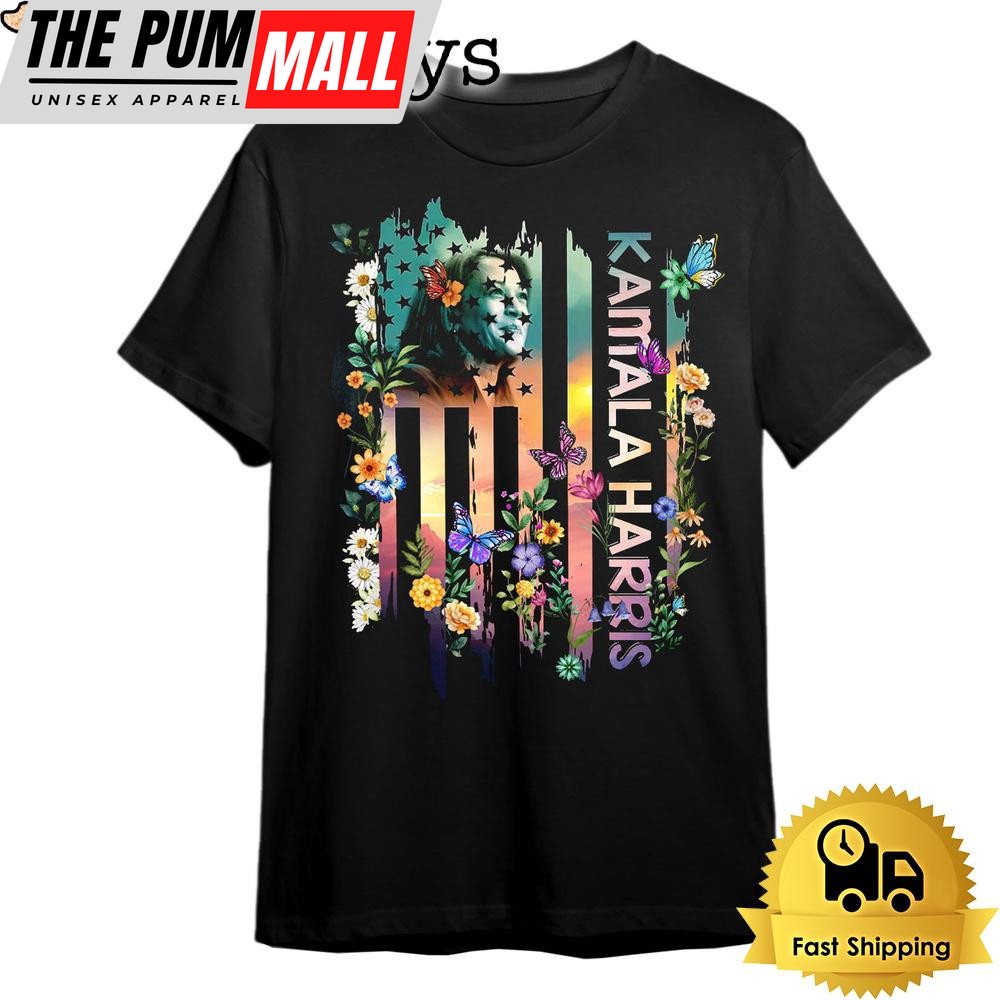 Kamala Harris Flag Flowers T Shirt