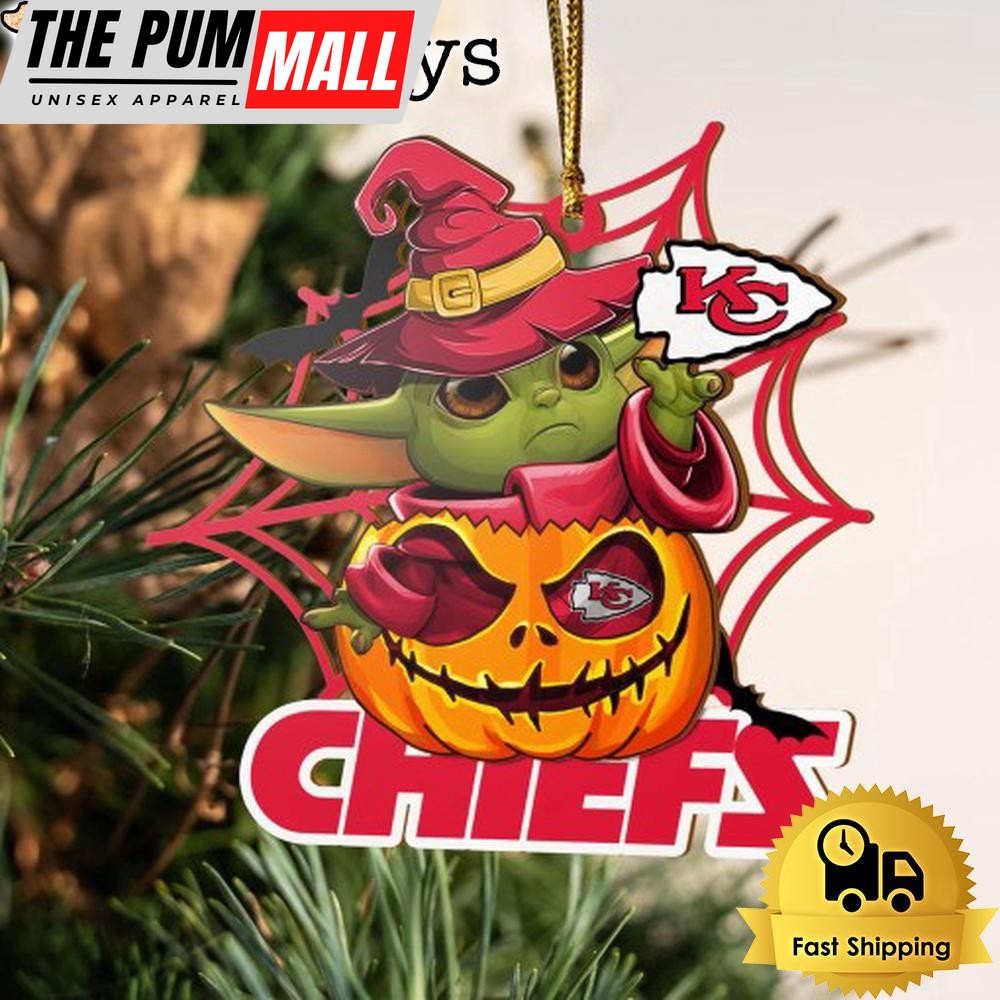 Kansas City Chiefs Baby Yoda Pumpkin Halloween Ornament Limited Edition
