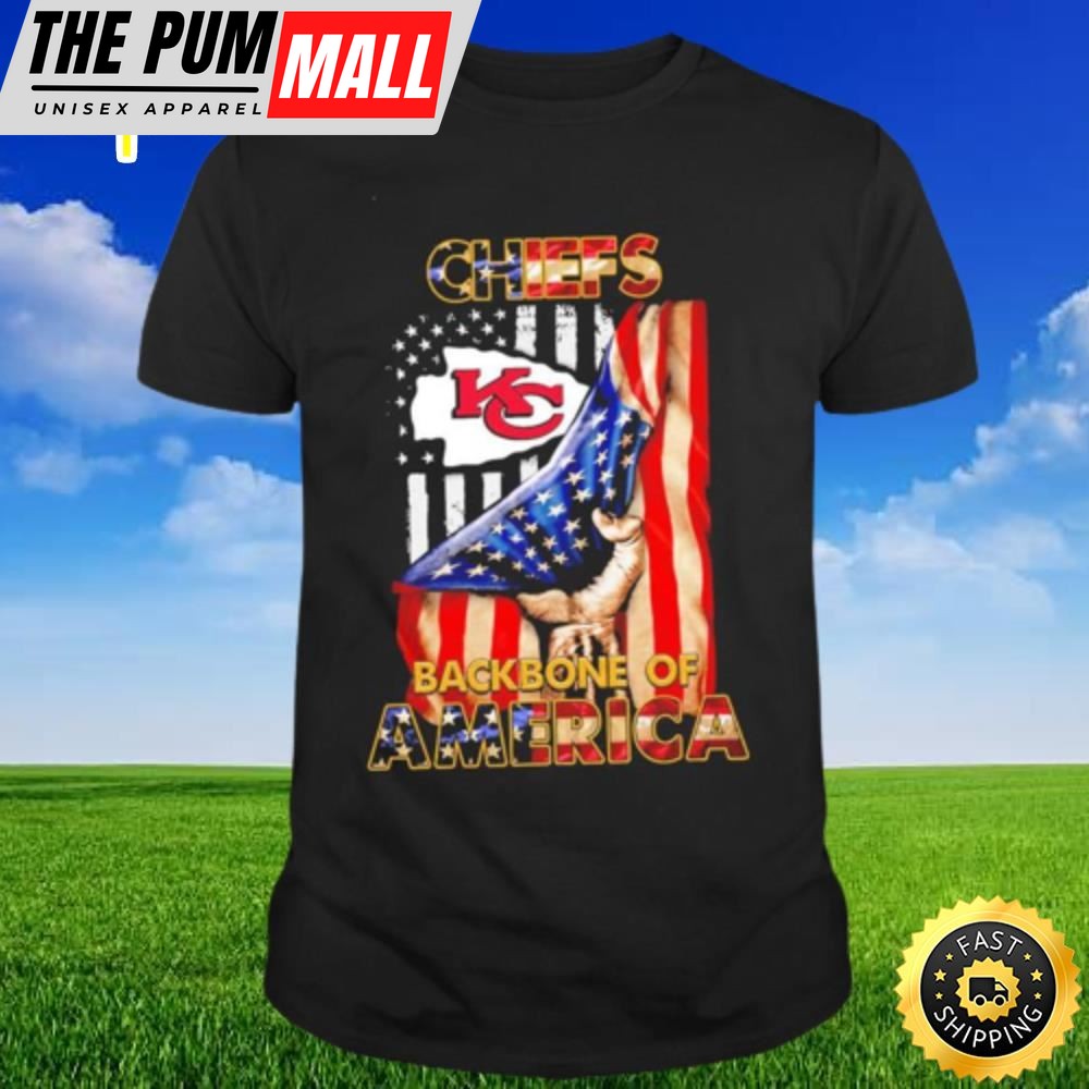 Kansas City Chiefs Backbone Of America Flag Nfl Football 2025 T-shirt