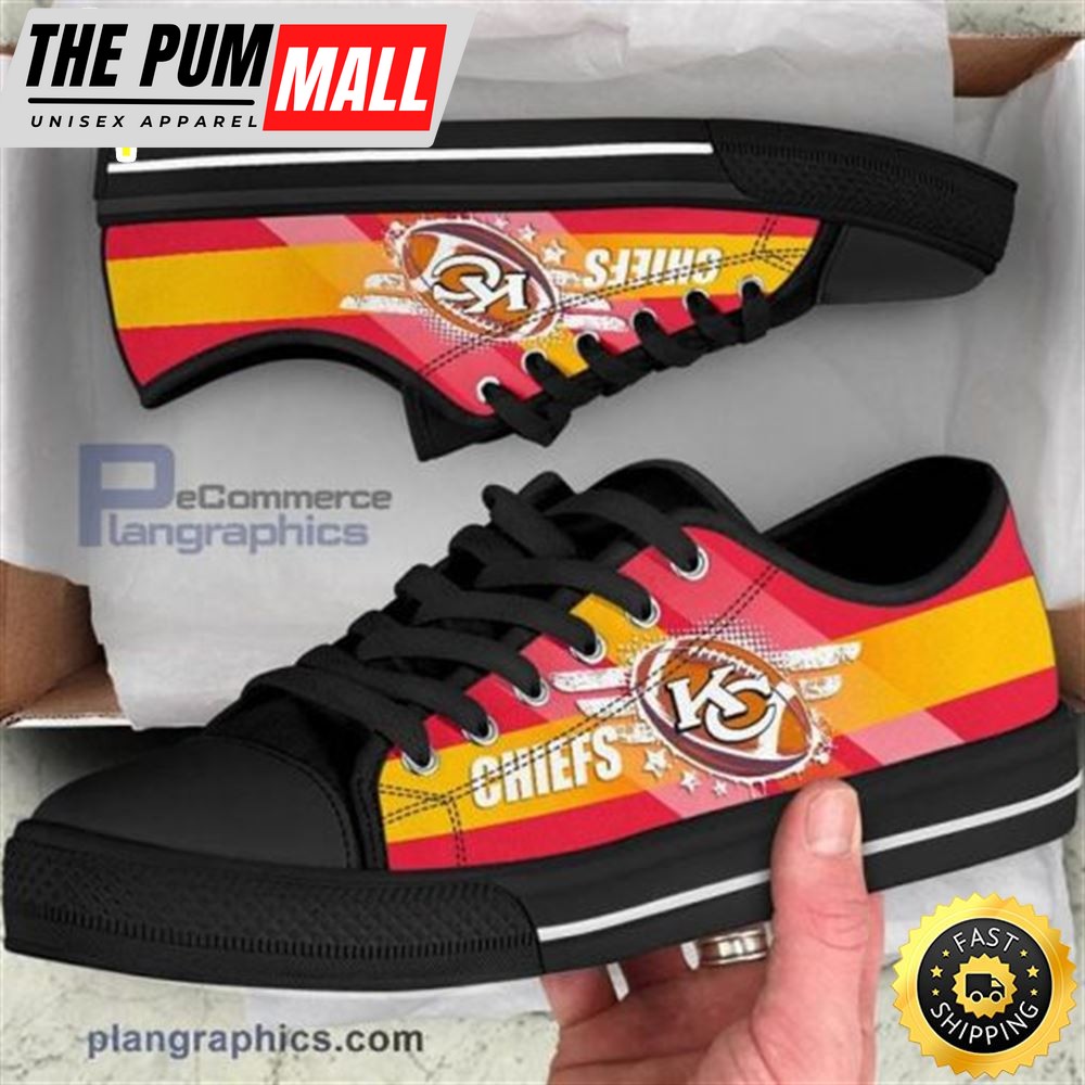 Kansas City Chiefs Canvas Shoes Black Low Top