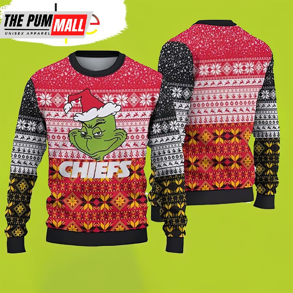 Kansas City Chiefs Christmas Grinch Christmas Sweater Chiefs Christmas Sweater