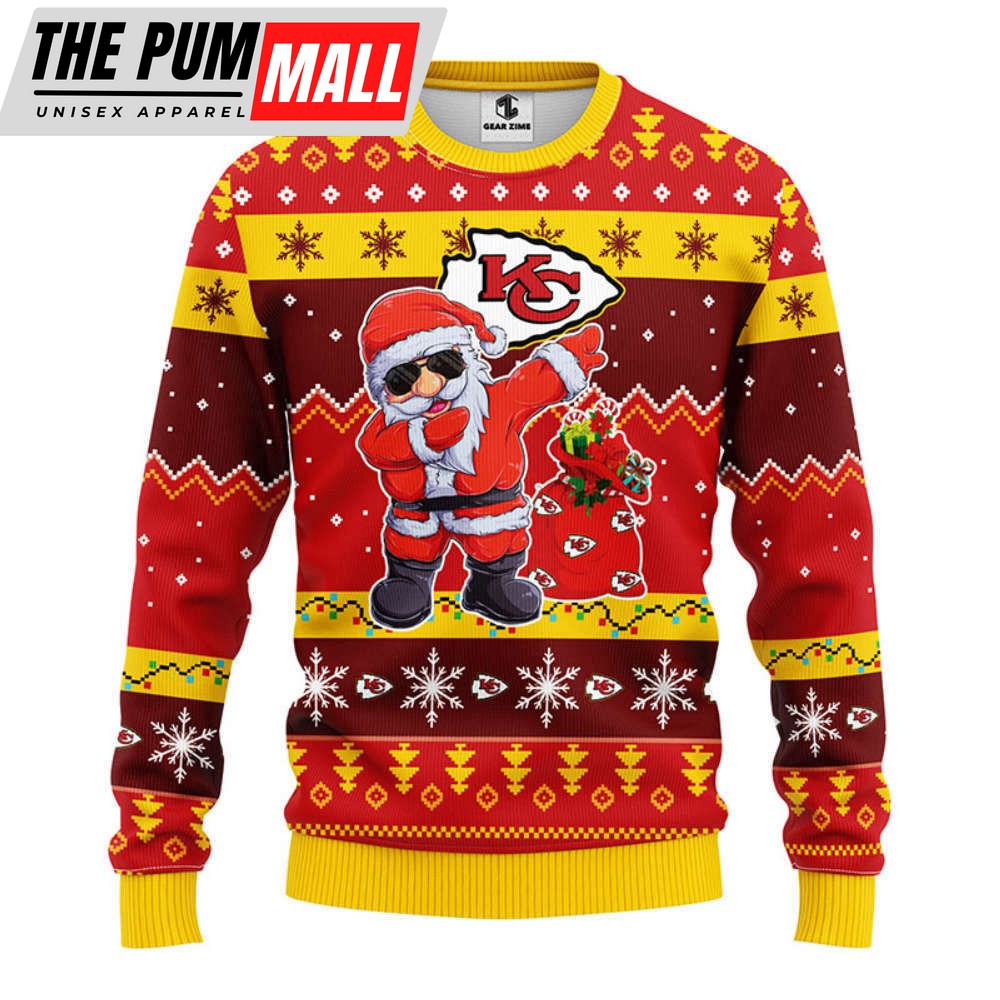 Kansas City Chiefs Dabbing Santa Claus Christmas Ugly Sweater, Gift For Christmas