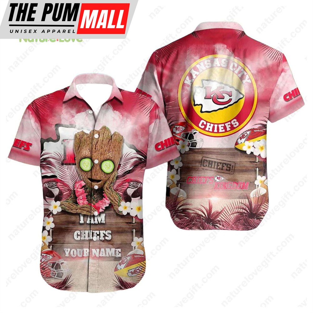 Kansas City Chiefs Groot Chiefs Kingdom Custom Name Hawaiian Shirt