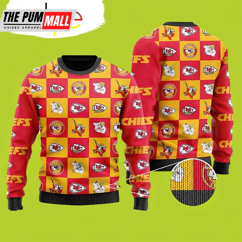 Kansas City Chiefs Logo Checkered Flannel Kansas City Chiefs Sweater