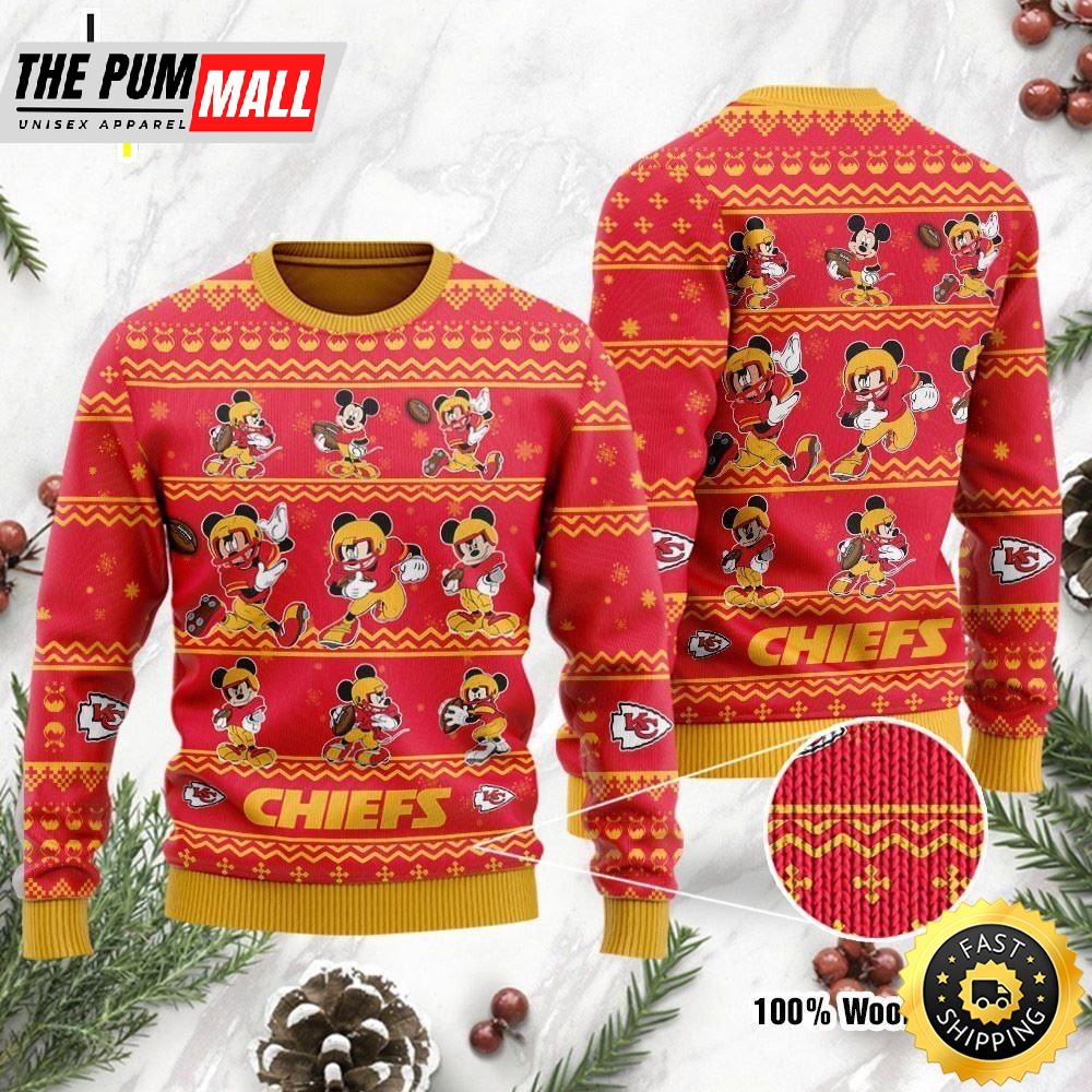 Kansas City Chiefs Mickey Mouse Ugly Christmas Sweater, Perfect Holiday Gift